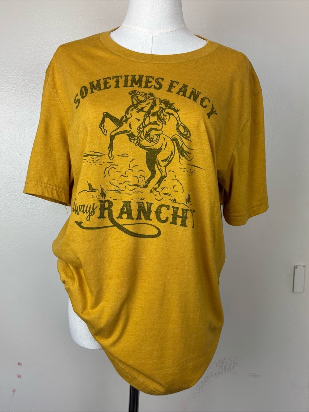 Bella Canvas Mustard 'Sometimes Fancy Always Ranchy' Graphic Tee